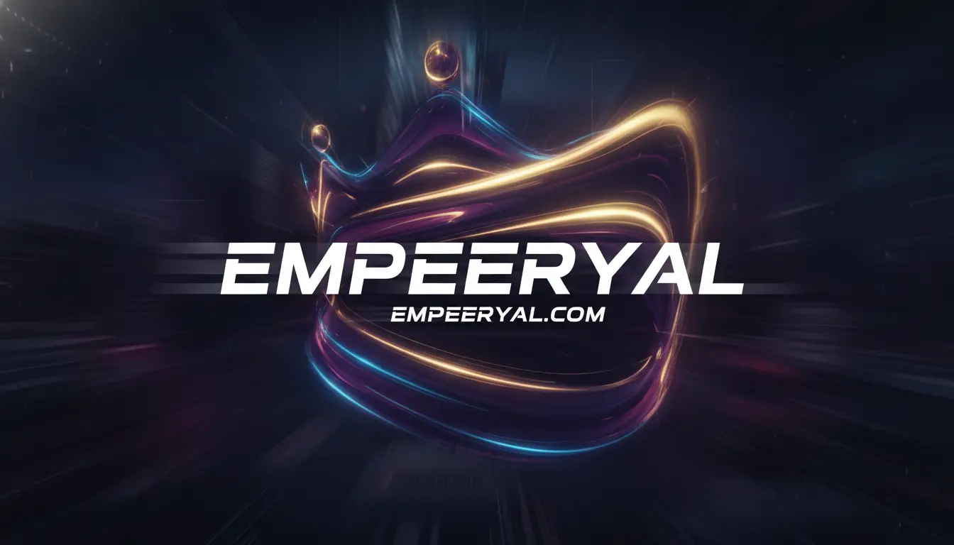 Text "EMPEERYAL" & "EMPEERYAL.COM" centered on a dark, futuristic background with an abstract, glowing blue & gold crown.